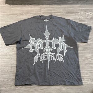 INZAYNE COLLECTION Men's Black 'Faith Over Fear' Graphic Tee Sz L 100% Cotton